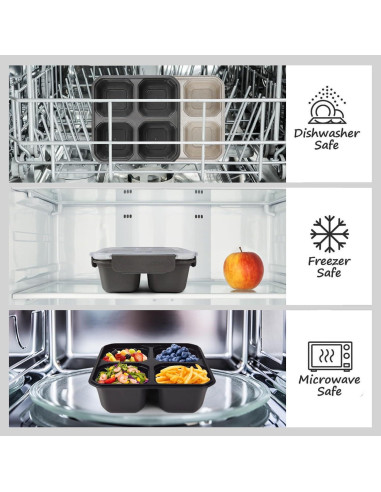 Set de 4 Cajas Bento Greenandlife 680ml Apta Microondas Gris