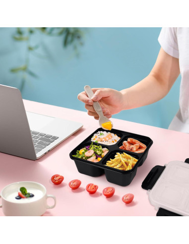 Set de 4 Cajas Bento Greenandlife 680ml Apta Microondas Gris