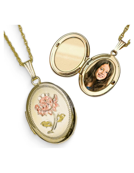 Collar Locket Personalizado Oro 14K PicturesOnGold 1.9x2.5cm