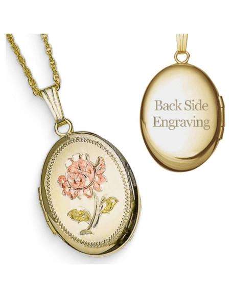Collar Locket Personalizado Oro 14K PicturesOnGold 1.9x2.5cm