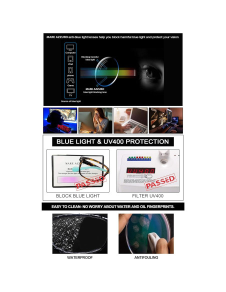 Gafas de Lectura Progresivas MARE AZZURO Mujeres Bloqueo Azul