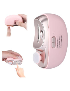 Cortauñas Eléctrico 3 en 1 Keggaen Rosa con Luz y Lima