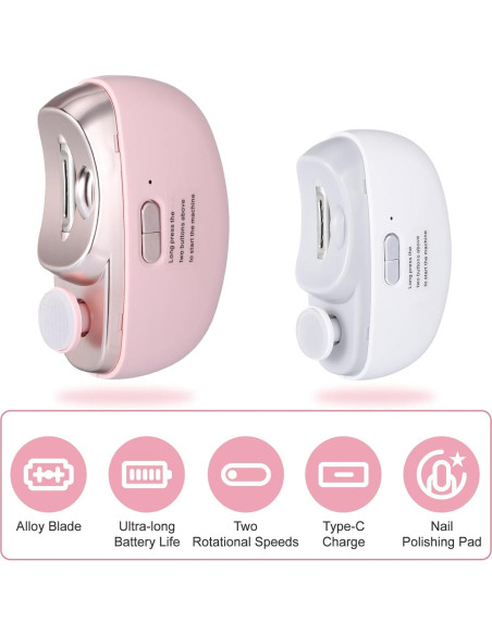 Cortauñas Eléctrico 3 en 1 Keggaen Rosa con Luz y Lima Cortauñas Eléctrico 3 en 1 Keggaen Rosa con Luz y Lima