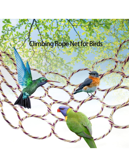 Red de Cuerda de Cáñamo para Aves BNOSDM - 2 Paquetes 36.5x63 cm