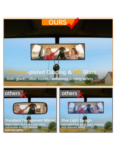 Espejo Retrovisor Panorámico Antideslumbrante HmmtyRack 10"