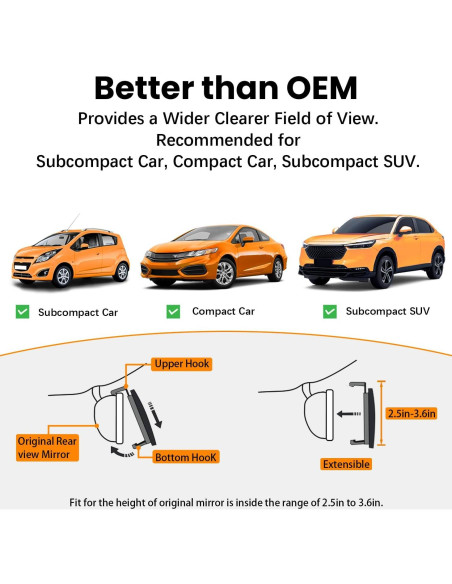 Espejo Retrovisor Panorámico Antideslumbrante HmmtyRack 10"