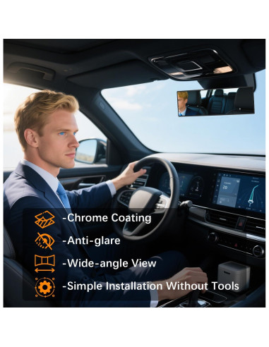 Espejo Retrovisor Panorámico Antideslumbrante HmmtyRack 10"