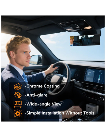 Espejo Retrovisor Panorámico Antideslumbrante HmmtyRack 10"
