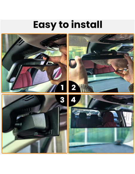 Espejo Retrovisor Panorámico Antideslumbrante HmmtyRack 10"