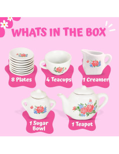 Juego de Té Miniatura Liberty Imports 17 Piezas Cerámica Rosa 2