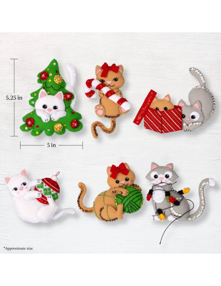 Kit de Adornos de Fieltro Bucilla Gatitos Traviesos 6 Piezas