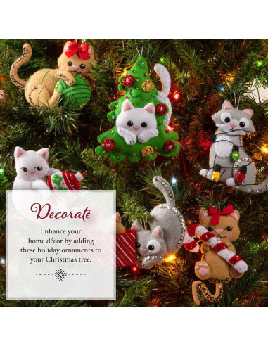 Kit de Adornos de Fieltro Bucilla Gatitos Traviesos 6 Piezas