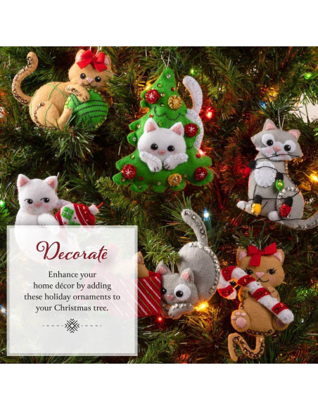 Kit de Adornos de Fieltro Bucilla Gatitos Traviesos 6 Piezas