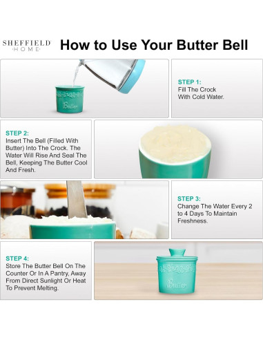 Crock de Mantequilla Francesa Enchante Direct Turquesa 170g