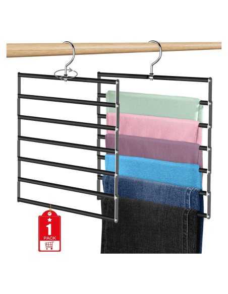 Perchas para Pantalones Besslly 6 Capas Acero Inoxidable