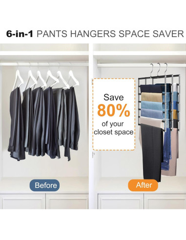 Perchas para Pantalones Besslly 6 Capas Acero Inoxidable