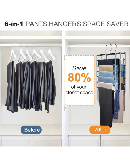 Perchas para Pantalones Besslly 6 Capas Acero Inoxidable