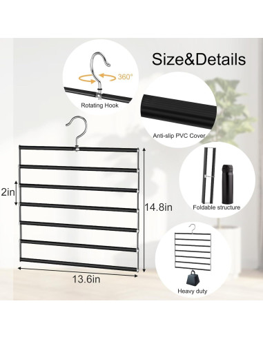 Perchas para Pantalones Besslly 6 Capas Acero Inoxidable