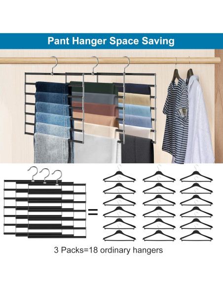 Perchas para Pantalones Besslly 6 Capas Acero Inoxidable