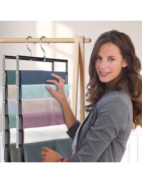 Perchas para Pantalones Besslly 6 Capas Acero Inoxidable