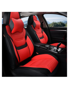 Cubiertas de Asiento de Coche TIEHESYT Juego Completo Negro y Rojo