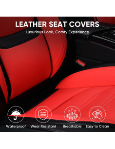 Cubiertas de Asiento de Coche TIEHESYT Juego Completo Negro y Rojo 2
