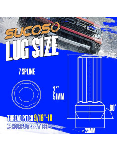 Tuercas de Rueda 9/16-18 SUCOSO 32PCS Negras con Llave 2