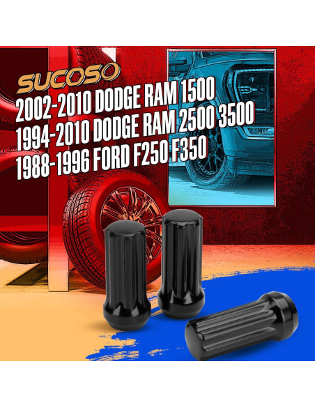 Tuercas de Rueda 9/16-18 SUCOSO 32PCS Negras con Llave