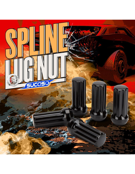 Tuercas de Rueda 9/16-18 SUCOSO 32PCS Negras con Llave
