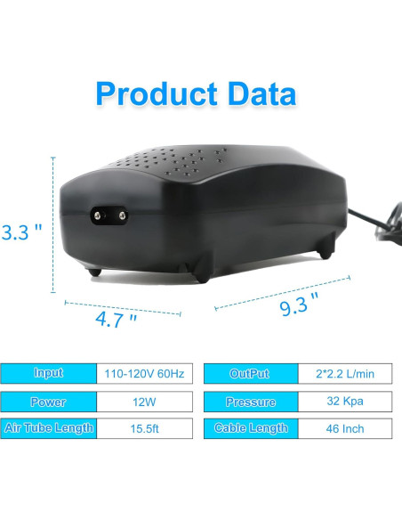 Bomba de Aire Coospider 12W Ultra Silenciosa para Acuario