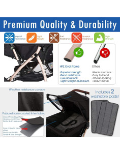 Carro de Paseo para Mascotas HPZ Pet Rover XL Negro 2 Generación 2