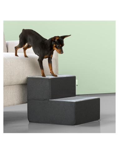 Escalera para Mascotas ZINUS 2 Pasos Pequeña Gris 35.56x43.18cm