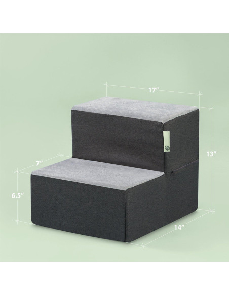 Escalera para Mascotas ZINUS 2 Pasos Pequeña Gris 35.56x43.18cm