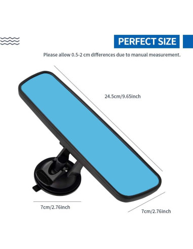 Espejo Retrovisor Interior Ajustable Vkinman 245x65mm Azul