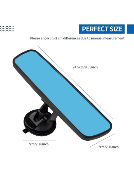 Espejo Retrovisor Interior Ajustable Vkinman 245x65mm Azul