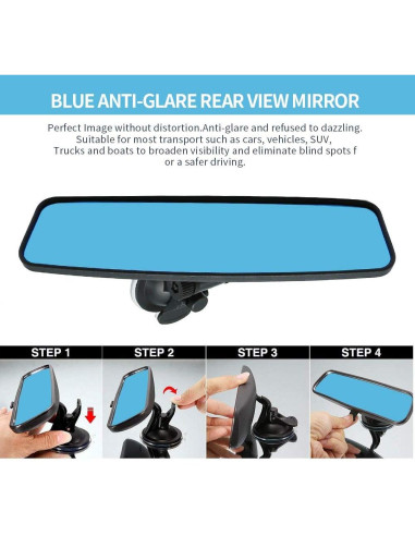 Espejo Retrovisor Interior Ajustable Vkinman 245x65mm Azul