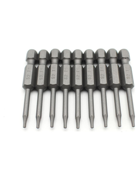 Juego de 10 Puntas de Destornillador Torx T6 TMAX Acero S2