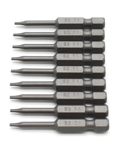 Juego de 10 Puntas de Destornillador Torx T6 TMAX Acero S2 2