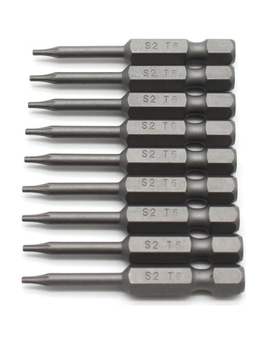 Juego de 10 Puntas de Destornillador Torx T6 TMAX Acero S2
