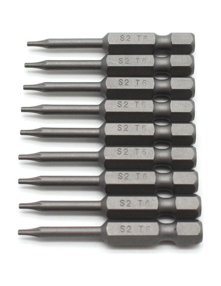 Juego de 10 Puntas de Destornillador Torx T6 TMAX Acero S2