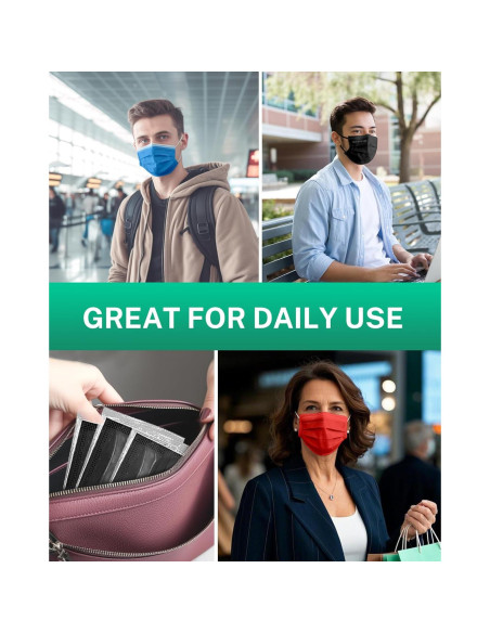 Mascarillas Desechables 4 Capas EcoGuard Negro ASTM Nivel 3 50 Pcs