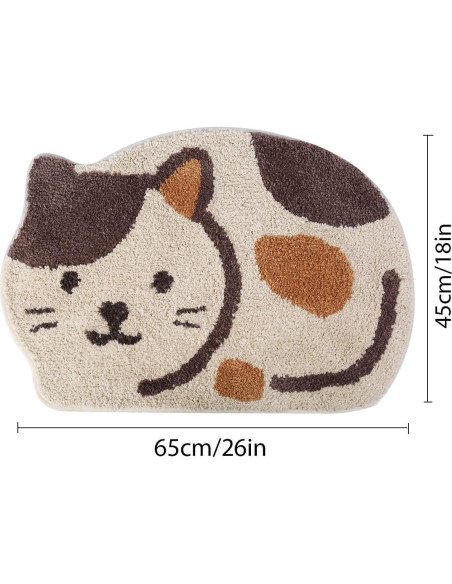 Alfombra de Baño Antideslizante Ankah Gato Beige 46x66 cm