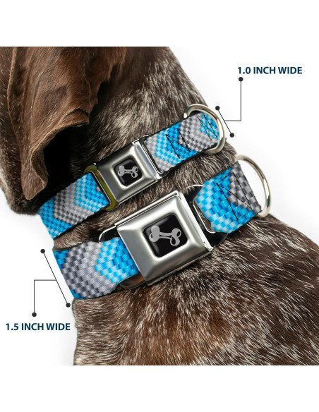 Collar para Perro Buckle-Down Chevron Grises/Azules 3.81 cm Collar para Perro Buckle-Down Chevron Grises/Azules 3.81 cm