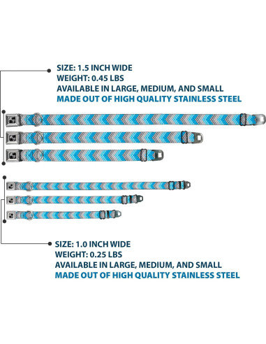 Collar para Perro Buckle-Down Chevron Grises/Azules 3.81 cm