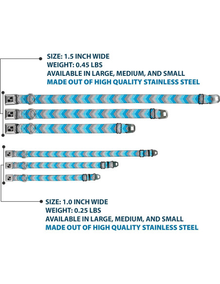Collar para Perro Buckle-Down Chevron Grises/Azules 3.81 cm Collar para Perro Buckle-Down Chevron Grises/Azules 3.81 cm
