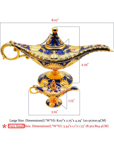 Lámpara Mágica de Genio Aladino Hsiwto Azul Mediana