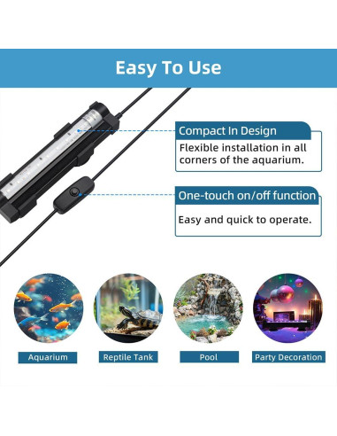 Luz LED Sumergible DaToo 15cm para Acuarios IP68 Multicolor