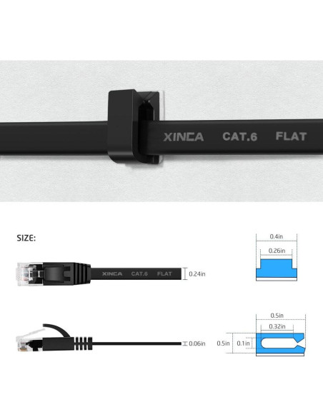 Cable Ethernet Cat6 XINCA 4.57 m Negro Plano RJ45 1 Gbps
