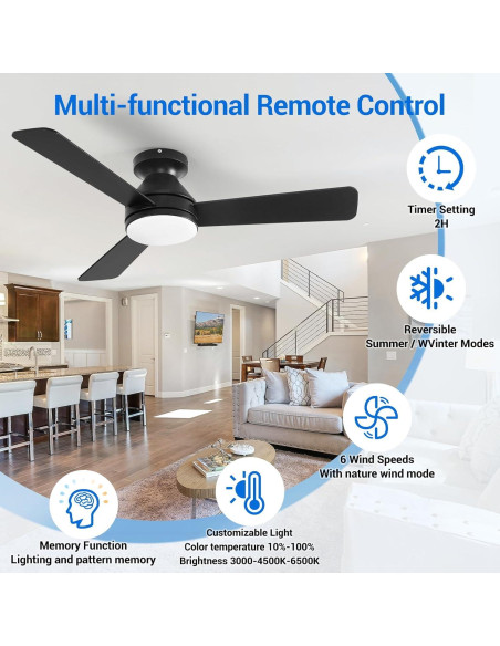 Ventilador de Techo Dgguo 42" con Luz LED y Control Remoto Ventilador de Techo Dgguo 42" con Luz LED y Control Remoto