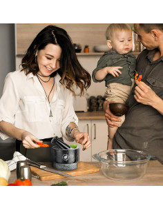 Juego de Mortero y Mano Laevo Grande de Granito Negro 2.1 Tazas 2